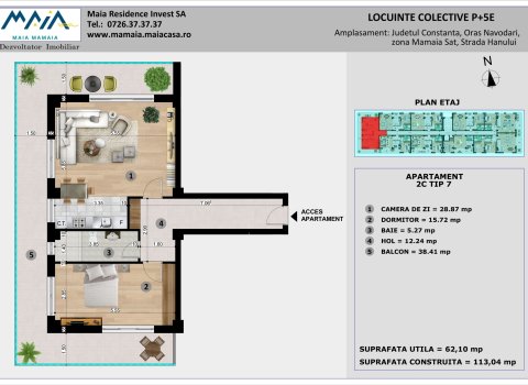 Apartament 2 camere maMaia Nord pe malul marii