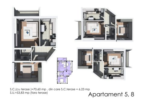 Apartament 2 camere 70.60 mpc decomandat Craiovei Pitesti Et. 2