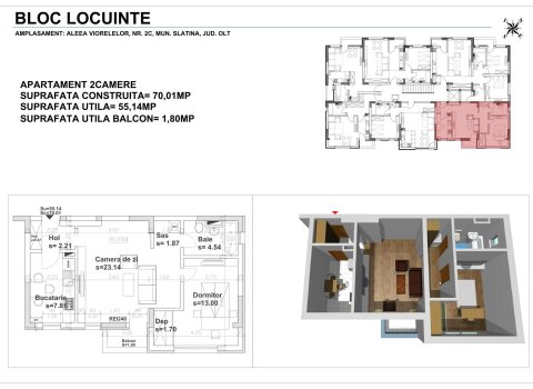 Apartament 2 camere Nou Slatina | Direct dezvoltator