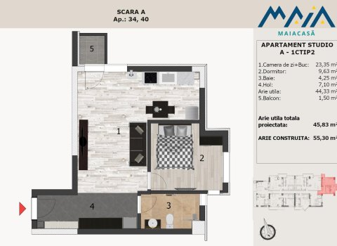 Maia Teilor | Bloc NOU | Studio| Finisaje PREMIUM!