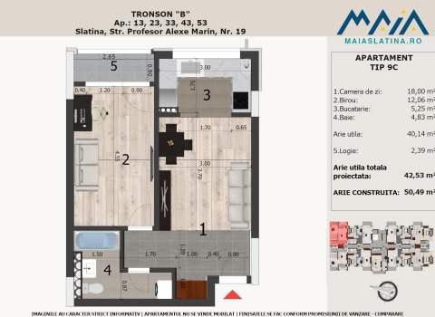 Maia Slatina 2 | Apartament in bloc nou Tip 9C