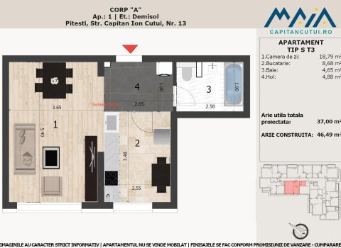 Garsoniera | Negru Voda | Langa Padure | Pitesti | Finisaje premium