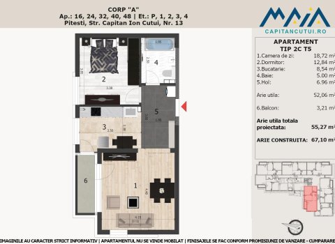 Apartament 52mp utili | Finisaje Premium | Langa padure - Pitesti, Negru Voda