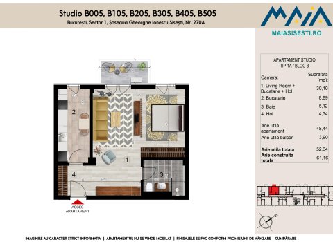 STUDIO | FINISAJE PREMIUM | SISESTI | SECTOR 1 | LANGA METROU | MAIA
