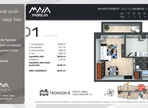 Studio Modern Pitesti | Zona Craiovei | Constructie Noua