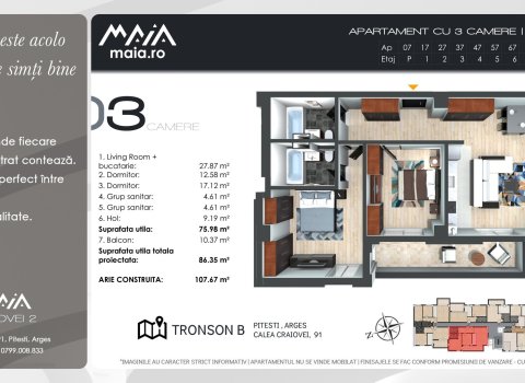Apartament 3 Camere Premium | Calea Craiovei | Ultracentral